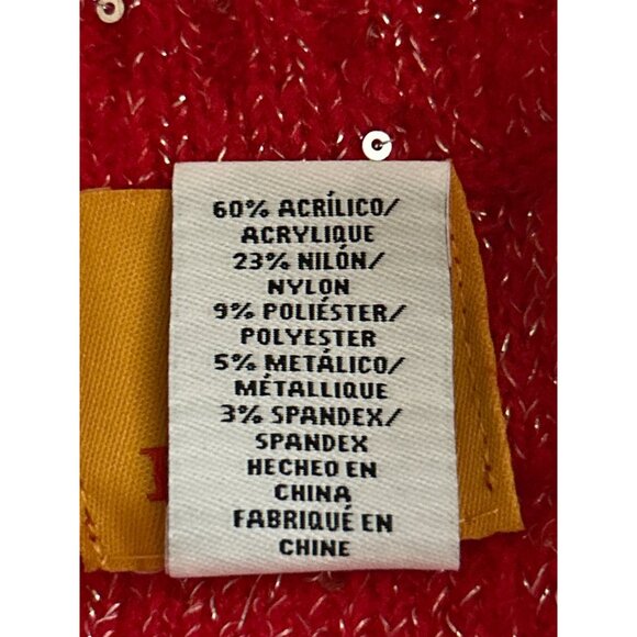 Ruby Rd. Red Sequin Cowl Neck Long Sleeve Sweater Size Small - Picture 6 of 9